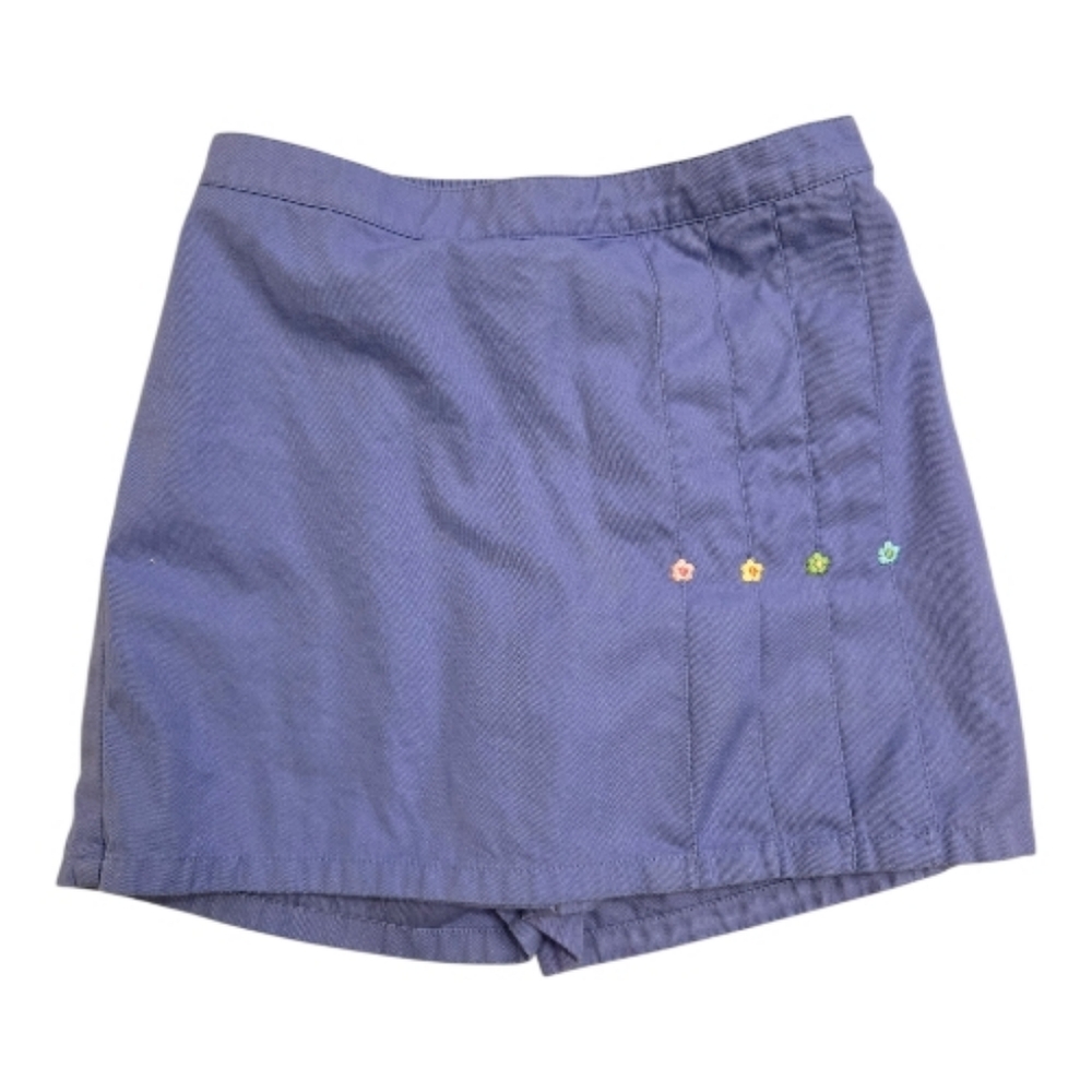 Vintage Y2k Talbots Kids Periwinkle Blue Embroidered Flower Skort